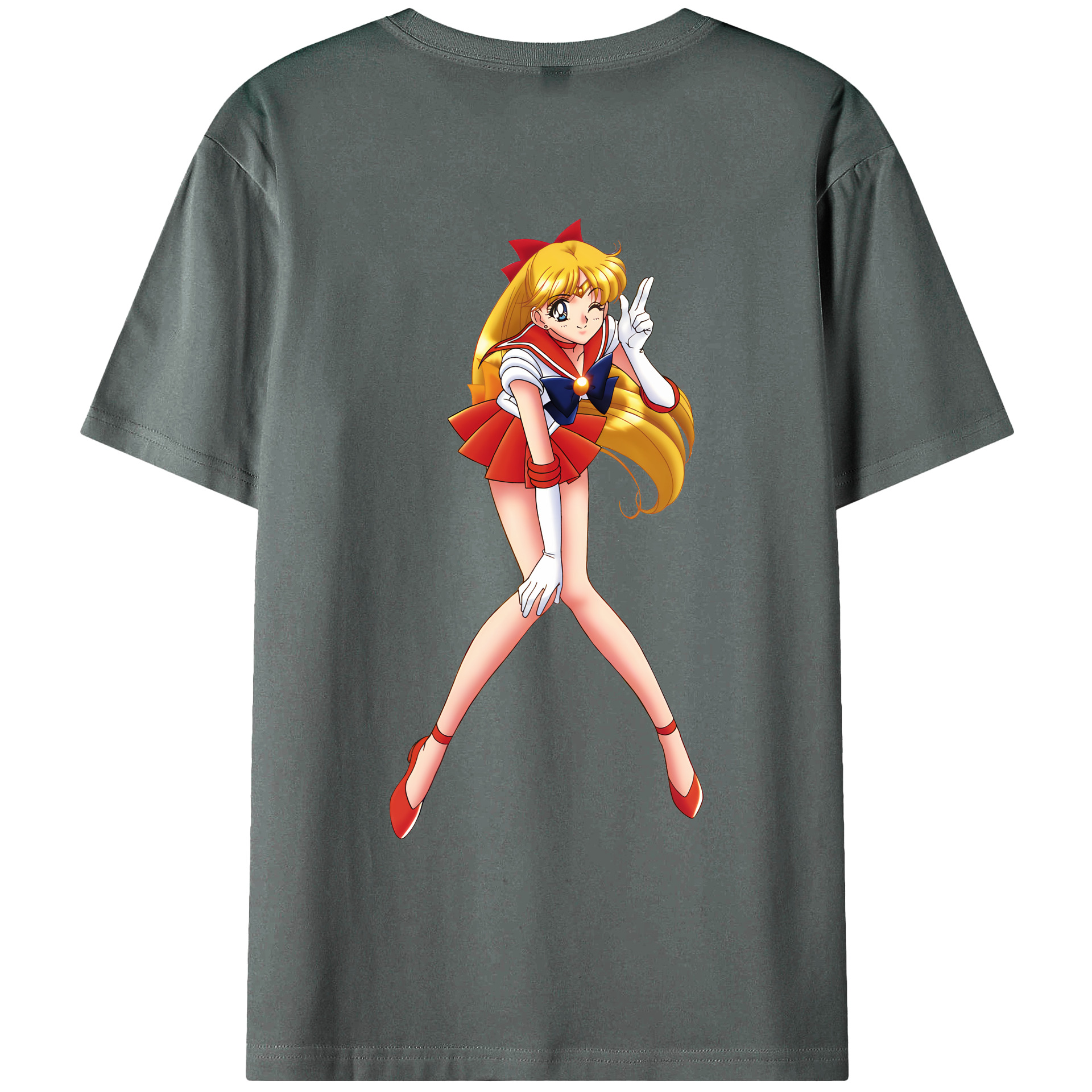 （画像用） 美少女戦士セーラームーン 愛野 美奈子 あいの みなこ Sailor Moon Aino Minako 綿100％ メンズ半袖Tシャツ（バックプリント） 通気性